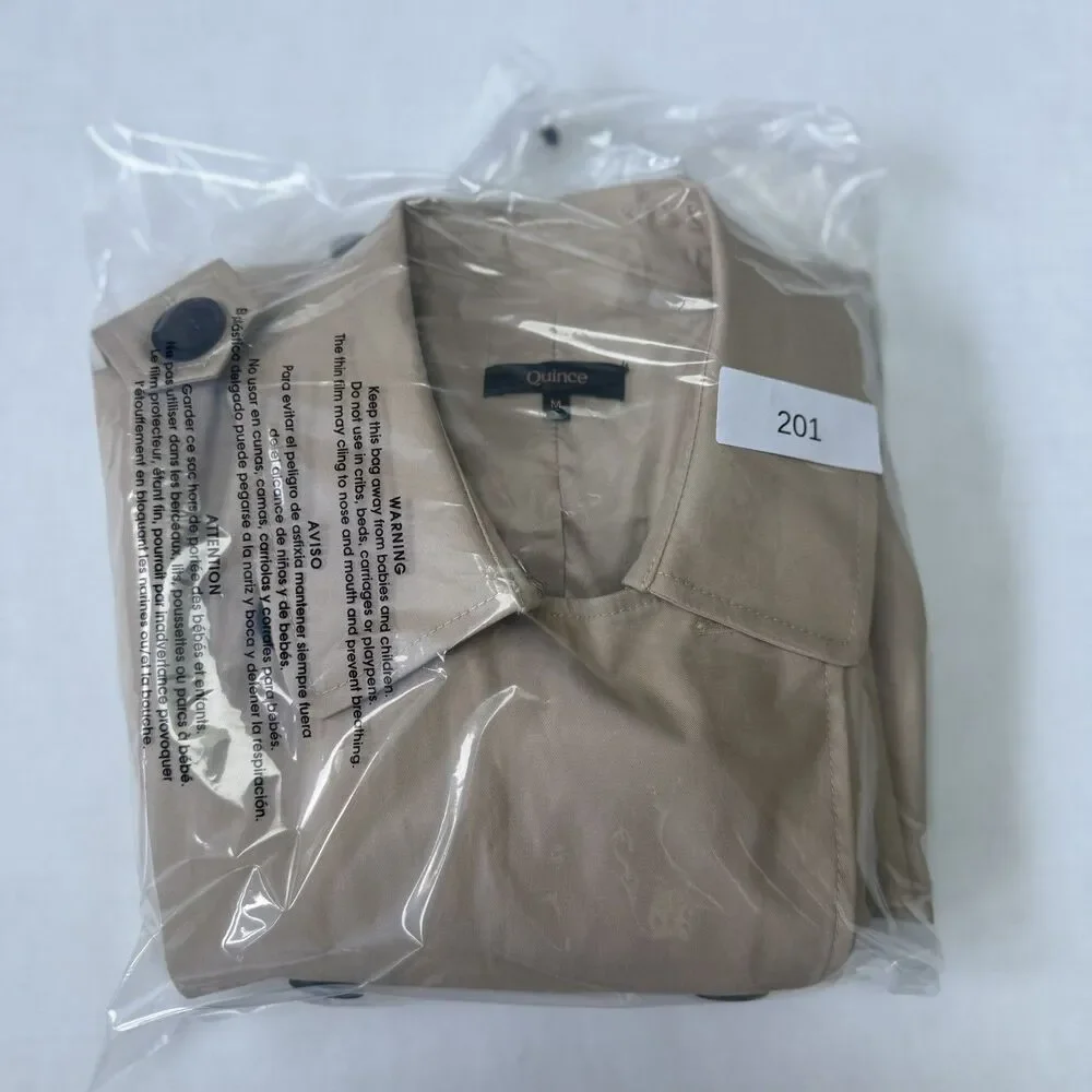 Quince Women Comfort Stretch Short Trench Coat Tan Khaki Outerwear Medium - Picture 14 of 14